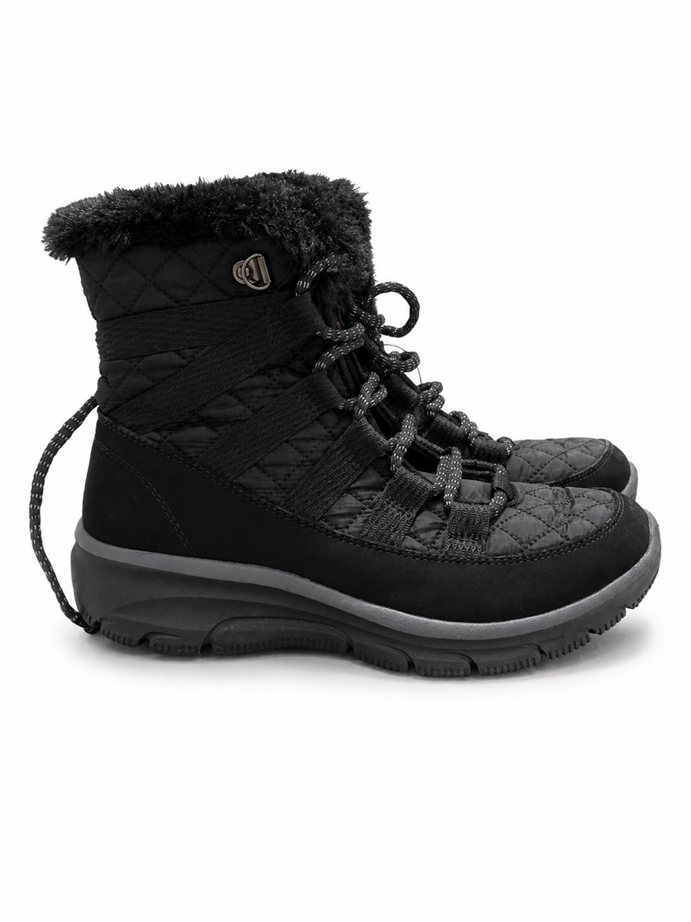 Skechers Black Quilted Winter Boots – Faux Fur – Women’s 5.5